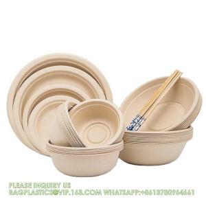 China 12oz 24oz 32 Oz Sugarcane Bagasse Biodegradable Disposable Compostable Round Paper Salad Soup Bowl With Lid Sugar Cane wholesale