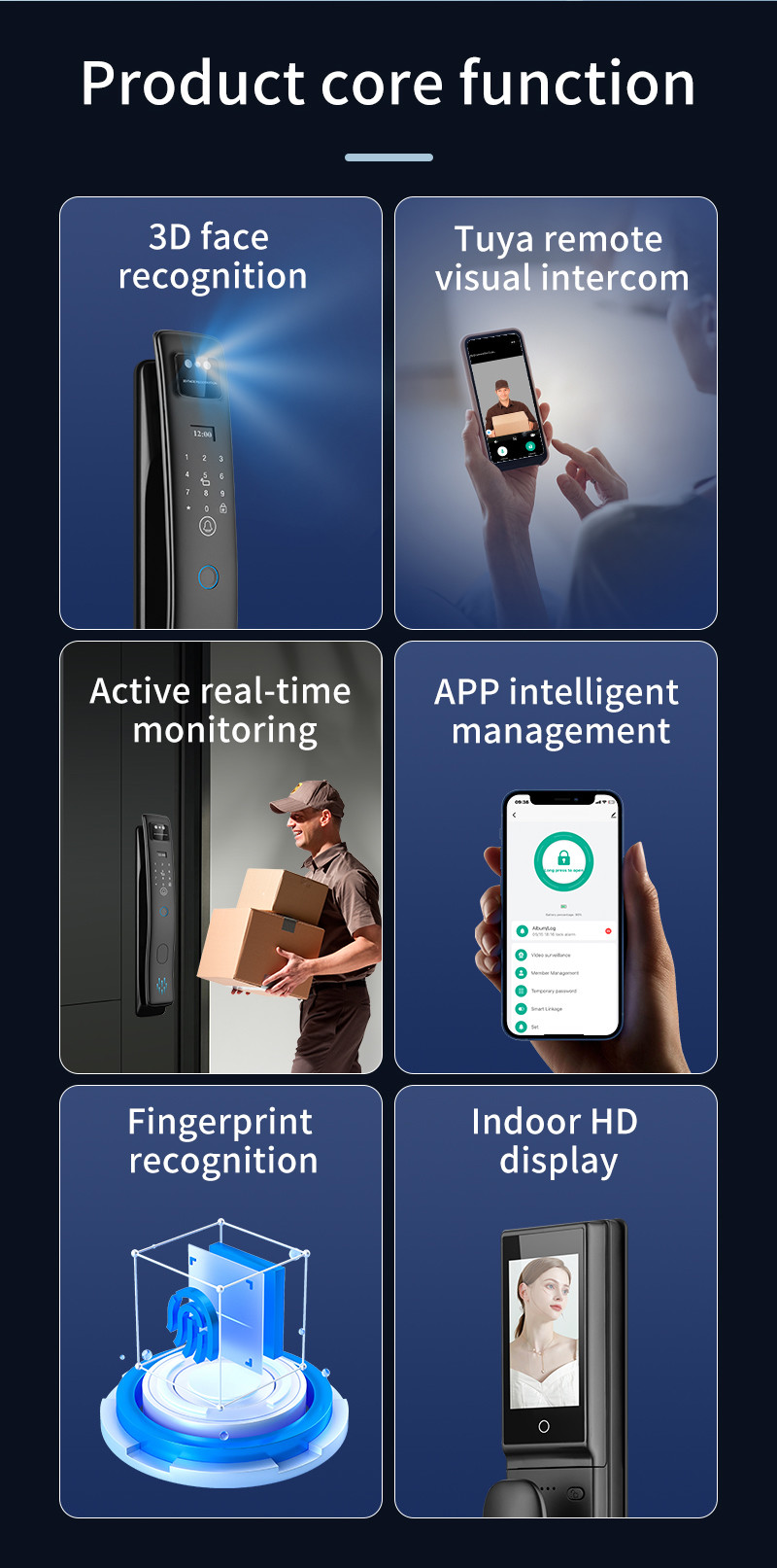 Automatic 3D Face Recognition Camera Tuya Smart Locks With Video Calling S958max Digital Door lock