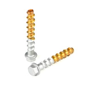 China Flat Head Gold Baking Finish 3/8'' x4 Inch Bimetallic Bi Metal Concrete Screw Anchor wholesale