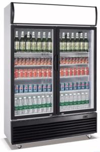 China 830L Upright 2 Door Display Fridge Direct Cooling System With Evaporator Fan wholesale