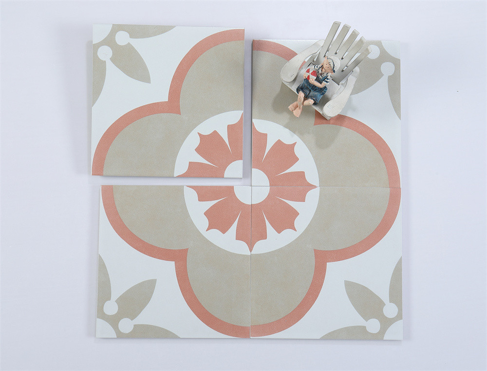 Retro Flower Non-Slip Ceramic Rustic Tiles For Kitchen And 200x200mm Wall Tiles For Dining Room