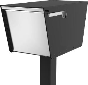 China Custom Logo Post Mount Black Stainless Steel Mailbox for Curbside Installation wholesale