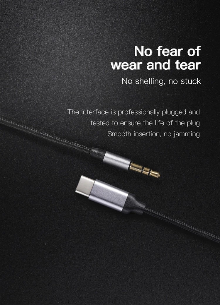 24g 100cm USB Charger Cable Type C to 3.5mm Audio Aux Jack Cable
