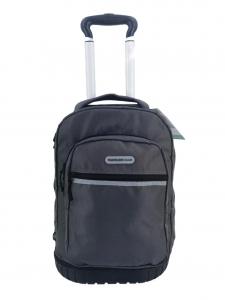 China Black Practical 4 Wheel Trolley Backpack , Laptop Compartment Backpack With Trolly wholesale