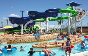 China Swimming pool Fiberglass Spiral Water Slide , Family Resorts Water Slides for Water Park Resort on sale