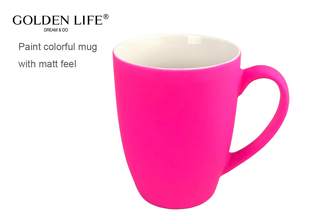 Sublimation Coated Handgrip Ceramic Coffee Mugs 400cc