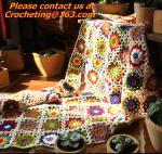 Hand-Woven Daisy colored stripes Crochet blanket flowers wallpaper table cloth
