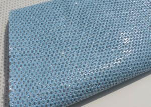 China Light Blue Beautiful Perforated Leather Fabric Waterproof Leather Material Fabric wholesale