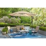 Outdoor Furniture AJUNION 11ft Waterproof Cantilever Umbrella with Solar Power