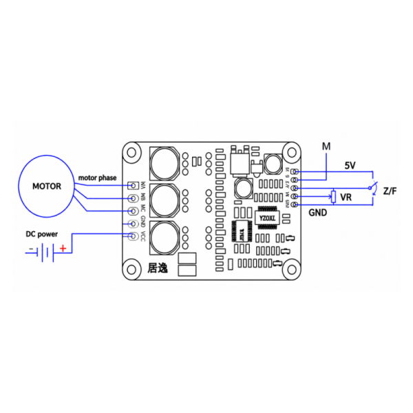 JYQD-V8.3E 3 Phase BLDC Motor Controller by JUYI Tech | 12V-36V 15A Sensorless BLDC Motor Driver Board with JY02A IC
