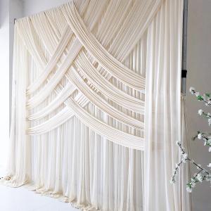 China Custom Luxury Wedding Backdrop Double Drape White Cloth Curtains Cross Valance Wedding Backdrop wholesale