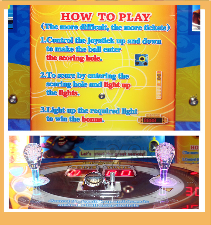 Two Player Joystick Control Balance Ball Challenge lottery number balls Pirate Strategy Redemption Ticket Machine