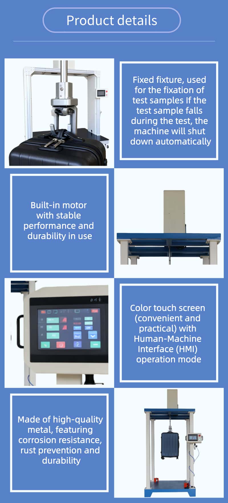 Luggage Vibration Impact Testing Machine Suitcase Backpack Bag Drop Durability Tester QB/T 2922-2018 ISO 10581