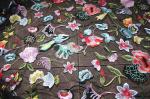 Multi Colored Lace Fabric With Embroidered Florals , Heavy Embroidered Lace