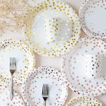 100 Biodegradable 50 Pack White And Gold Disposable Paper Plates