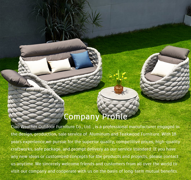 Cushion OutdoorFoam water-resistant Fabric Modern Luxury Aluminum Frame Rattan Patio Garden Sofa Set for Garden Furniture