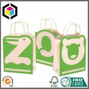 Color Printing Brown Kraft Promotion Bag; Paper Handle Cute Bear Paper Gift Bag