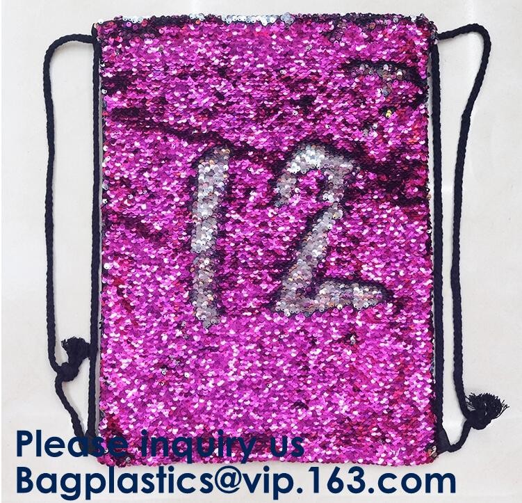 Fashion Bling Sublimation Strapping Sequin Drawstring Backpack Bag,Glitter Mermaid Flip Sequin Bag Outdoor Shoulder Reversib