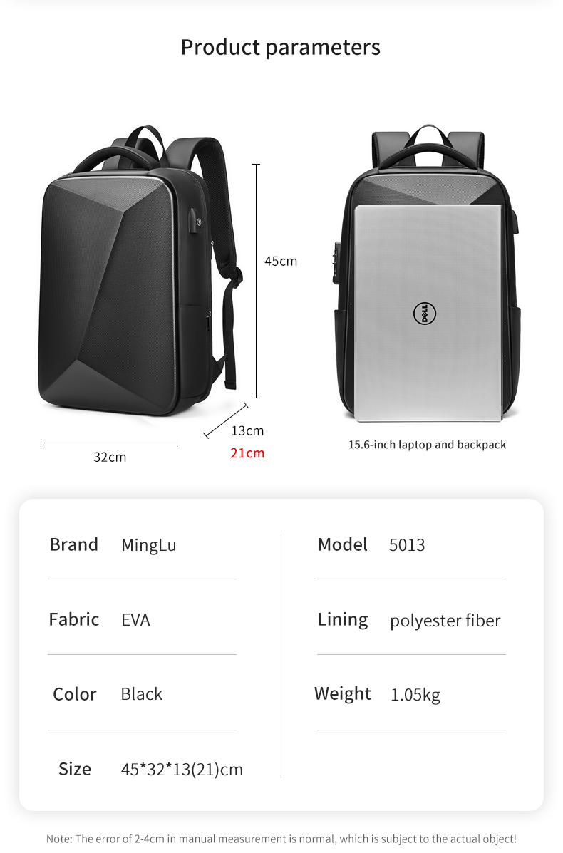 High Quality Waterproof Hard Shell Anti-theft Mochila 15.6 inch Men Business backpack bag usb Laptop Backpack