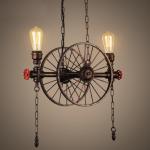 Retro Water Pipe Wheel chandelier Industrial Restaurant Bar light American Iron