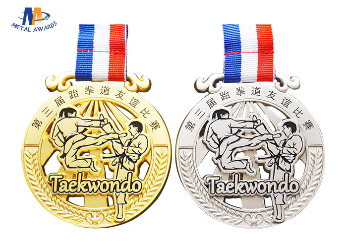 Soft Enamel Zinc Alloy Taekwondo Medal 76.2*3MM