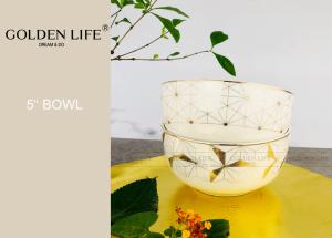 China 5 Inch Ceramic Plate Bowl AB Grade Quality Level With Modern Real Gold Pattern wholesale