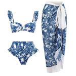 white Sexy Bathing Suits Bikini Thread Fabric 2 Piece Swim Suit Split Printed