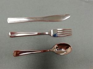 China Rose Gold Plastic Utensils For Restaurant Party Picnic,Wholesale Dinner Disposable Plastic Knife,Fork,Spoon wholesale