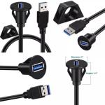 Car Dash Flush Panel Mount Usb 3.0 A Male To A Female Extension Cable