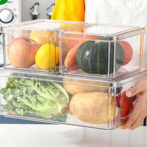 China 4 Pcs Stackable Plastic Clear Fridge Organizer Set Kitchen Food Storage wholesale