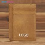 Credit Card Genuine Leather Men's Wallet with Crazy Horse Pickup Bag Minimalist