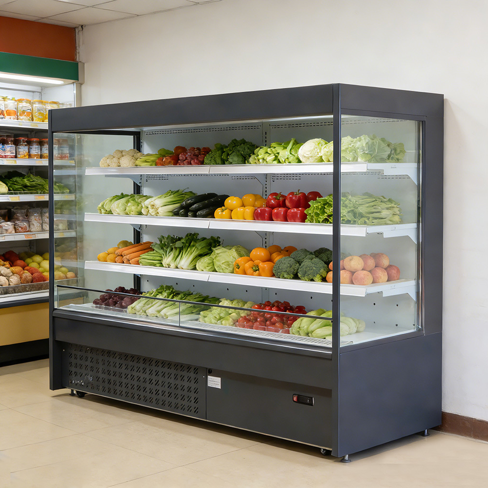 Open Multideck Cooler with Cyclopentane Full-Foaming Insulation Optimized Air Curtain and Precision Control for Commercial Chiller Refrigeration