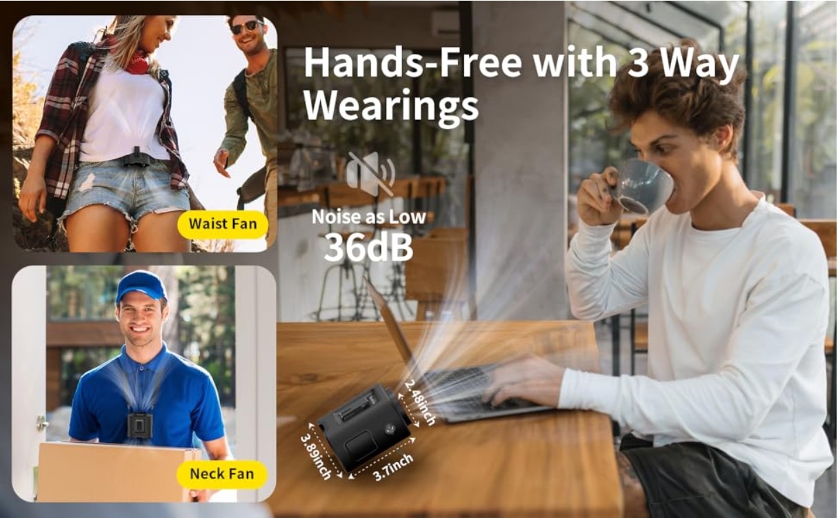 Socool Fan 14500mAh Clip Waist Fan Stay Cool On The Move With Our Type-C Adjustable Mobile Fan And Rechargeable Battery Outdoor Turbo Fan