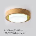Wooden Round Ceiling Lights For Bedroom Iron Surface Mounted Rooms Lighting（WH