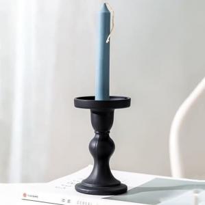 China Black Color Glass Candle Holder Lead Free Pillar And Taper Candle Holders on sale