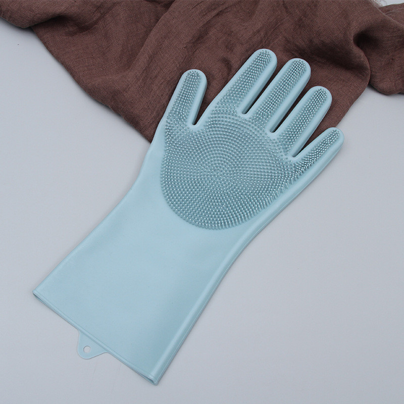 Magic Silicone Dish Washing Scrubber 2 In 1 Reusable Rubber Gloves Heat Resistant Kitchen Tool For Household Pet Brush