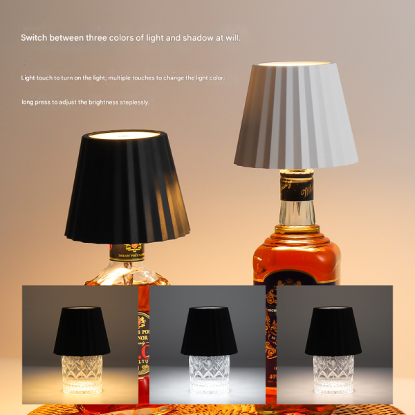 Ambient Touch-Sensitive Three-Color Dimming Bottle Stopper Light, Home Bar & Dining Room Decor