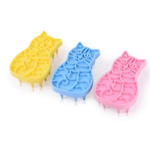 China High Quality Rubber Pet Brush In The Shape Of Cat Silicone Pet Brush Professional Pet Grooming wholesale