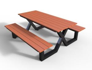 China Modern Outdoor Bench Table Set , Wood Metal Composite Picnic Tables And Benches wholesale