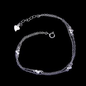 China Rose Gold Plain Silver Bracelet Two Chains Personalized Heart Shape Jewelry wholesale