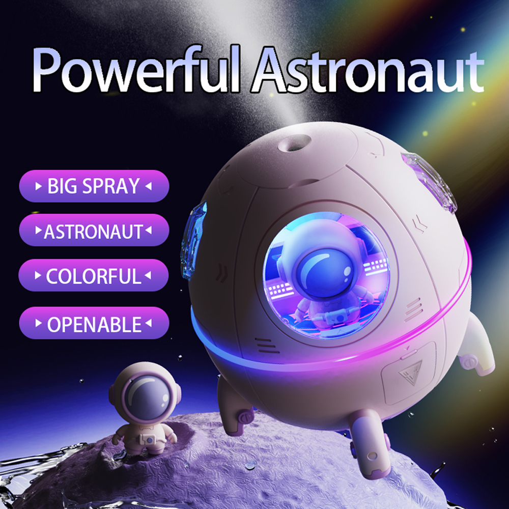 Wholesale Cute Design Space Capsule Humidifier USB Rechargeable Mini Portable Ultrasonic Air Humidifier With Led Light
