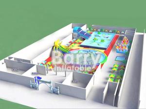 China Pool slide inflatable water park , funny inflatable park designed for kids wholesale