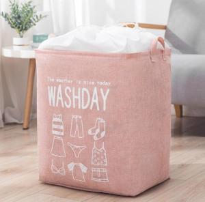 China White Kids Baby Cotton Canvas Fabric Storage Bin Dirty Cloth Toys Collecting Basket Set Foldable Custom Laundry Bags wholesale