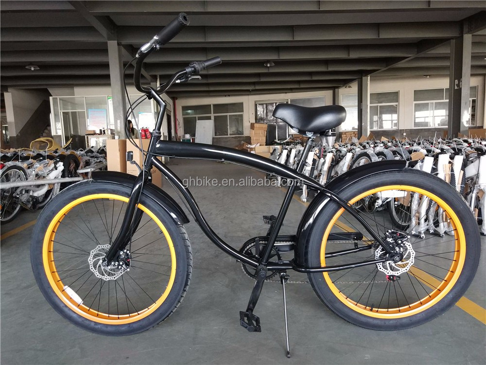 26 inch 3.0 tire fat tire men beach cruiser bike with Shimano 7 gear and disc brake