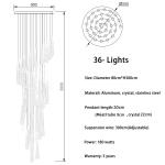 Long modern crystal chandelier for staircase luxury home decor nordic led