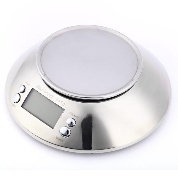 Electronic Stainless Steel Kitchen Scale 1g Bowl Scale Temperature Function Peel Fruit/Baking Weighing Features Battery Powered