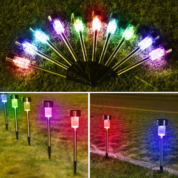10 Pack Solar Lights Outdoor, Solar Powered Pathway Landscape Light Garden Stainless Steel ROHS Ce 1-year Ip44 FCC