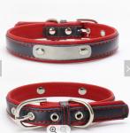 Adjustable PU Leather Dog Collars Custom Pet Collar Leash