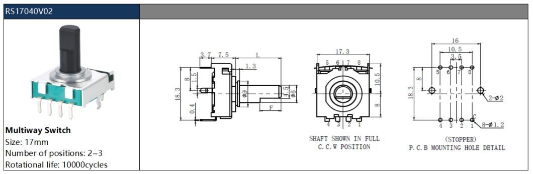 17mm Gear Control Rotary Switch for Home Appliances