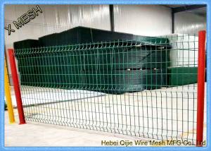 China 2.5m Width Powder Coated Curved Metal Fence / 3D Wire Mesh Fence In Blue wholesale